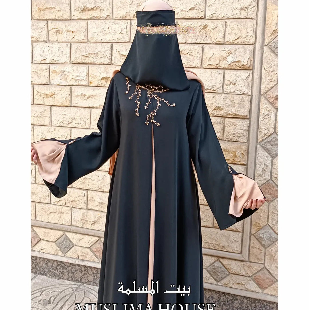 فستان العيد crepe de soie+شال كريب جورجيت