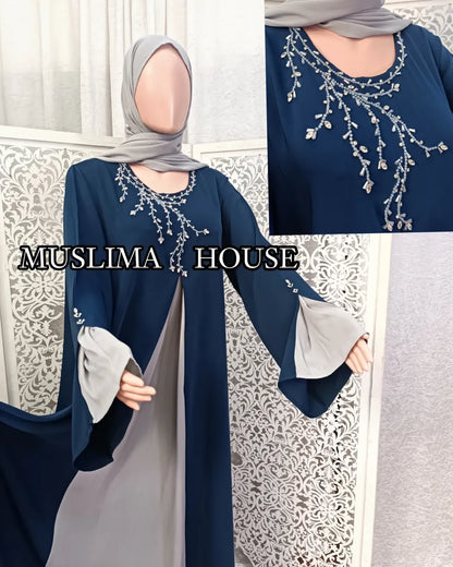 فستان العيد crepe de soie+شال كريب جورجيت