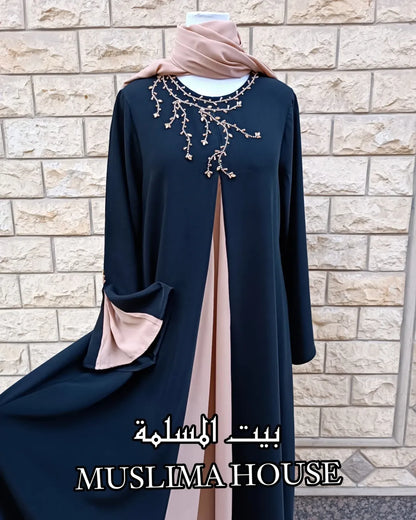 فستان العيد crepe de soie+شال كريب جورجيت