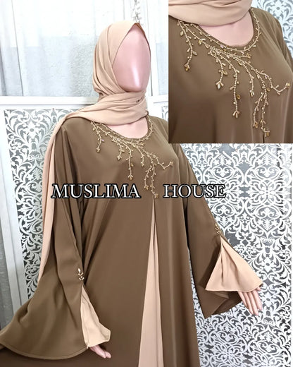 فستان العيد crepe de soie+شال كريب جورجيت